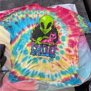 Alien Graphic Tie-Dye Adult T-Shirt